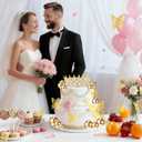 ZOYVUX Birthday Crown Cake Topper, Cake Decorations with Happy Birthday Cake Topper, Balls, Gold Butterflies, Corona Para Pastel for Women, Princess, Wedding Party Decor (Gold & AB)