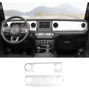 RT-TCZ Center Console Trim Cover Dashboard Control Panel Cover Decorative Interior Accessories for Jeep Wrangler JL JLU & Gladiator JT 2018-2022,White