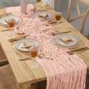 2 x 6 Pack Pink Cheesecloth Table Runner 120 Inch 10 FT Boho Gauze Dusty Pink Cheese Cloth Table Runner for Bridal Baby Shower Wedding Birthday Party Holiday Centerpiece for Home Decorations