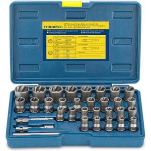 Bolt Extractor Kit, 32PCS Rounded Bolt Remover, Extractor Socket Set for Removing Damaged, Frozen, Rusted, Rounded-Off Bolts, Nuts & Screws