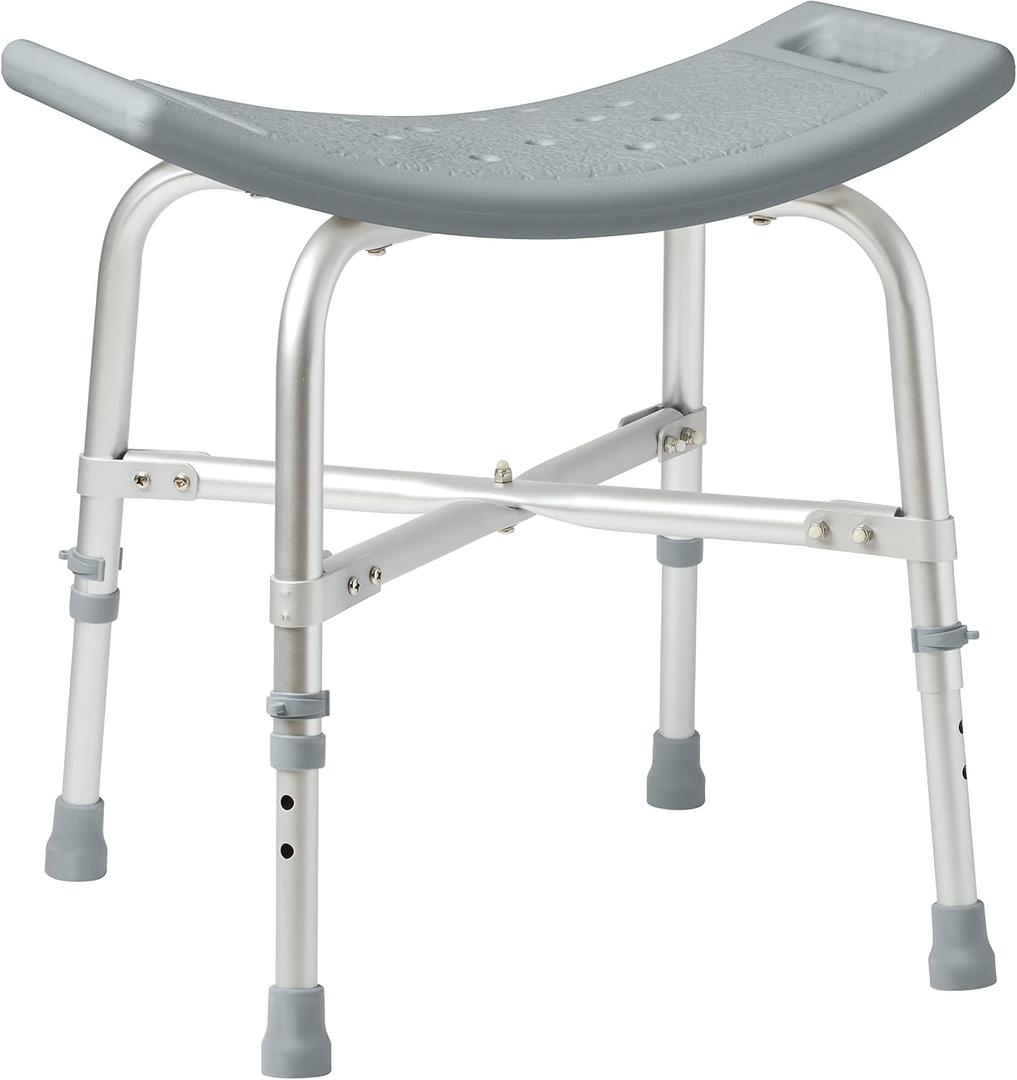 Medline Heavy Duty Shower Chair Bath Bench Without Back, Bariatric Bath Chair Supports up to 550 Lbs