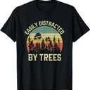 Easily Distracted by Trees Vintage Funny Tree T-Shirt, S