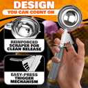 4 oz Large Ice Cream Scoop with Trigger Release #8 - Stainless Steel Cookie Scoop for Baking, Ice Cream & Cookie Dough, Comfort Grip Handle, Easy Release, Dishwasher Safe, Great as Mothers Day Gifts