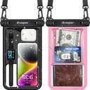 Rynapac [Up to 10" Large Waterproof Phone Pouch - 2 Pack IPX8 Waterproof Phone Case for iPhone 17 16 15 Pro Max Galaxy S26 Ultra, Touchscreen & Underwater Photography, Beach Cruise Travel Essentials