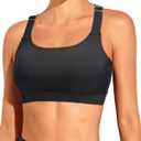 Tempt Me Women Black Sports Bra Bikini Tops Racerback Bathing Suits Top Padded Swim Tops Only, Large