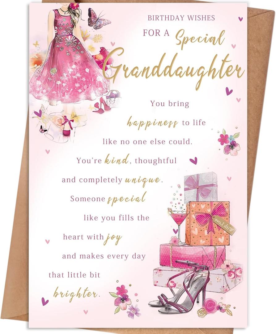9 x Granddaughter Birthday Card, Happy Birthday Card Gifts for Granddaughter, Birthday Gifts for Granddaughter
