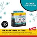 Glad for Pets Dual Action Freshness Activated Carbon Puppy Pads, Fragrance Release, Scented Odor Control, 6-Layer Leak-Proof, Pheromone Attractant, 23 x 23 Inch, 100 Count
