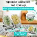 Seed Sprouting Kit, 2 Large 1000ML Wide Mouth Mason Jars with Sprout Lids, Drain Tray, Stainless Steel Stand, Cleaning Brush Sprouts Growing Kit for Sprouts, Bean, Broccoli