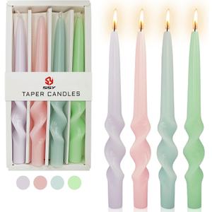 Spiral Taper Candle Long Candlesticks - 10inches Halloween Tapered Candles Green Candle Sticks Colorful Twisted Candles for Wedding Home Party Women Gift,Pack of 4 (23D4P-LIGMIX)