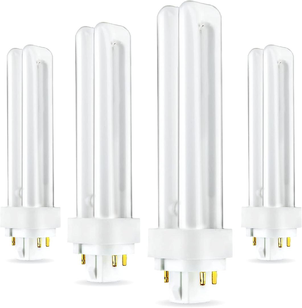 (4 Pack) PLC-18W 865, 4 Pin G24q-2, 18 Watt Double Tube, Compact Fluorescent Light Bulb, Replaces Sylvania CF18DD/E/865 and Philips - PL-C 18W/865/4P/ALTO