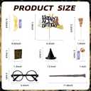 Wizard Theme Birthday Cake Topper Decoration Set with Wizard Glasses Wand Broom Wings Balls Hat Book Accessories for Party Supplies, Standard