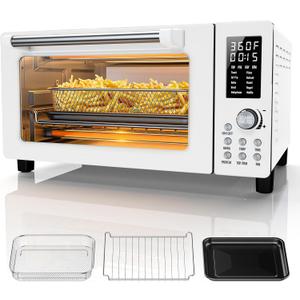 Nuwave Bravo Pro Convection Air Fryer Toaster Oven Combo, 2025 New and Improved, 10-in-1, 50-450F Temp Controls, Quick & Even Crisp Technology, 21Qt Capacity, Cream, PFAS Free