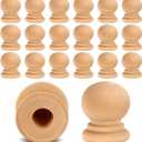 Pinkunn 100 Pcs Wood Finials Dowel Rods Caps 3/4 Inch Tall with 1/4 Inch Hole Unfinished Wood Drawer Knobs Pulls Handles Small Classic Ball Wooden Rods Caps for Crafts, DIY, Cabinet, Furniture, Drawer