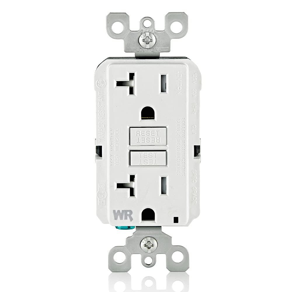 Leviton Self-Test SmartlockPro Slim GFCI Weather-Resistant and Tamper-Resistant Receptacle with LED Indicator, GFWT2-W, White Leviton Self-Test SmartlockPro Slim GFCI Weather-Resistant and Tamper-Resistant Receptacle with LED Indicator, GFWT2-W, White