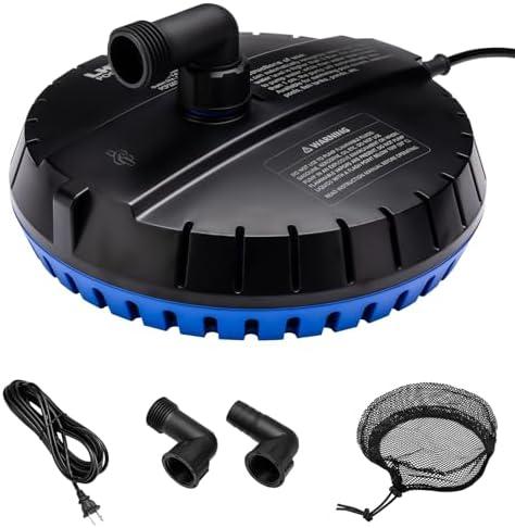LHUKSGF Automatic Pool Cover Pump, 115V Submersible Water Sump Pump for Pool Draining with 25 Ft Power Cord and 2 Adapters, 1200 GPH Water Removal for Swimming Pool, Hot Tub, Pond