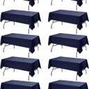 10-Pack Navy Blue Tablecloths for Rectangle Tables, 60 x 84 Inches, Stain-Resistant Polyester Fabric for 4 Foot Tables - Washable Table Covers for Weddings, Banquets, Birthday Parties, Events