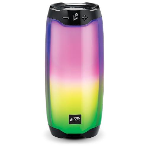 iLive Portable Bluetooth Color Changing Party Speaker, LED Light Effects, ISB212BLK