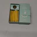 20 Minute Pure Beeswax Candles, Dripless Meditation Candles, Mini Taper Candles, Set of 20 with Brass Candle Holders.