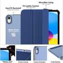 MoKo for iPad (A16) 11th Generation Case 11 Inch 2025, iPad 10th Generation Case 10.9 Inch 2022, Slim Stand Hard PC Translucent Back Shell Smart Cover, Support Touch ID, Auto Wake/Sleep, Navy Blue
