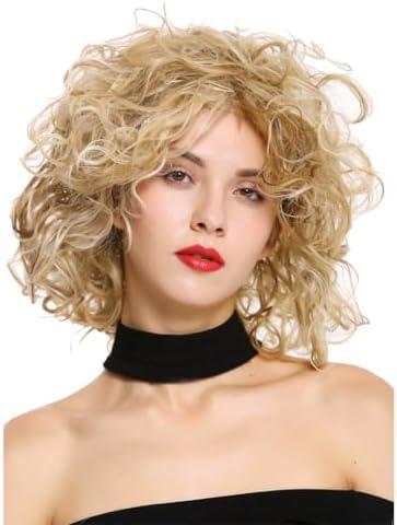 Sallcks Short Curly Blonde Wig for Women Shaggy Curly Natural Synthetic Heat Resistant Cosplay Costume Wig (Mixed Blonde)