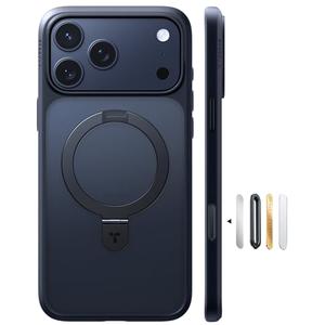 TORRAS Ostand Magnetic for iPhone 17 Pro Case, Fit for MagSafe, Sturdy Stand, Military Grade Drop Tested, Camera Control, Translucent Slim Soft Edge Case for iPhone 17 Pro Max 6.9", Black