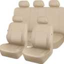 Flying Banner Car Seat Covers Front Seats Rear Bench Polyester car seat Protectors Easy installations Rear Bench Split Classic Man Lady Truck (Solid Beige)