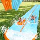 Sloosh 32.5ft Water Slide with 2 Inflatable Boards,Double Lane Lawn Water Slip Sprinkler Long Slides with for Kids Adults Backyard Summer Outdoor Toy