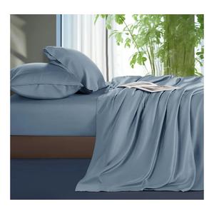 Shilucheng Tencel Sheets 4 Piece, 100% Eucalyptus Lyocell Sheets Set, Cooler Than Cotton and Linen, Summer Cooling Breathable Bed Sheets for Hot Sleepers, 16 Inch Deep Pockets (French Blue, Queen)