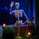 JOYIN 6.9 FT Halloween Posable Life Size Skeleton, Full Body Realistic Skeleton Bones with Movable Joints for Halloween Indoor Outdoor Party Decoration, Spooky Scene Prop, Haunted House Decor