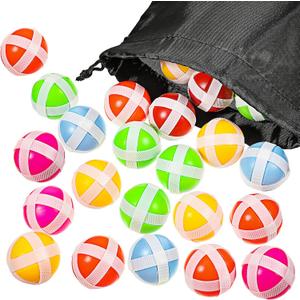 Skylety 30 Pieces Sticky Balls for Fabric Dart Board for Kids, Dart Hook and Loop Balls with Storage Bag, Safe Darts Game Accessories for Adults and Kids Indoor Outdoor Party Games, 6 Colors