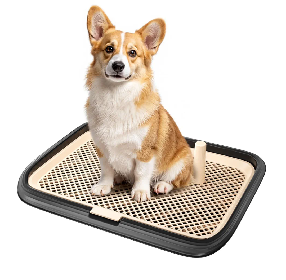 Dog Potty Tray, 23.6"x17.7" Indoor Pet Pee Pad Holder,Puppy Training Holder,Bathroom Dog Litter Box, Pet Toilet for Small and Medium Dogs,Housebreaking Supplies, Pet Products(Black)