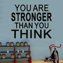 2 x AnFigure Large Inspirational Gym Wall Stickers Fitness Motivational Quotes Wall Decals Sports Workout Art Vinyl Home Decor You are Stronger Than You Think 24"X20"