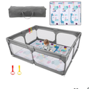 JINXIA Baby Playpen with Mat 75"*59", Large Play Pen for Babies and Toddlers with Soft Breathable Mesh, Climb-Proof Anti-Fall Baby Playpen, Sturdy Safety Play Yard for Indoor Outdoor Fun, Grey