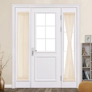 MIULEE 2 Panels Sidelight Curtains for French Door Sheer Panels Light Filtering Window Treatment for Narrow Door 25 x 72 Inches with Tieback, Cream Beige