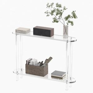 Acrylic Console Table 7.8" D x 39.4" W x 31.2" H, Narrow Console Table, Skinny Entryway Table for Sofa, Foyer, Hallway, Living Room, Modern, 2-Tier, Clear