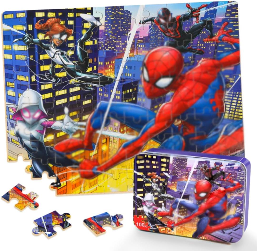 Puzzles for Kids Ages 4-8,Kids Puzzle in a Metal Box,Cool Kid Small Puzzles Toys,Children Boys Girls Learning Educational Toy,100 Pieces