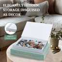 Aesthetic Decorative Books for Home Decor, Set of 2 Linen Faux Book Storage Boxes, Decorative Book Boxes for Coffee Table, Bookshelf, Mantel, Living Room, Office, Bedroom (Green+Beige)