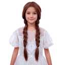 Kids Ginger Braid Wig Girls Orange Wig with 2 Pigtails Child Long Auburn Braided Wigs Halloween Cosplay Wigs for Kids