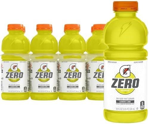 Gatorade Zero Sugar Thirst Quencher Sports Drinks, Lemon-Lime, 20 Ounce Bottles (Pack of 8) Exp. 01/10/27