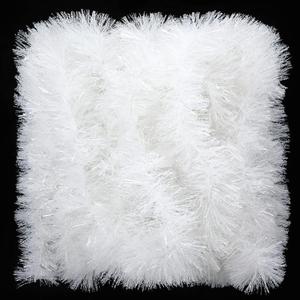 Dingion 50 ft White Tinsel Garland White Garland for Christmas Tree Fluffy Twist Ornaments for Winter Holiday Indoor Home Decorations(Metallic)