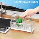 Cisily Sponge Holder for Kitchen Sink, Sink Caddy Organizer with High Brush Holder, Kitchen Countertop Organizers and Storage Essentials, Rustproof 304 Stainless Steel (Silver with Towel Rack, 9.25)