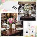 20 Pcs Round Table Number Cards Stands Modern Cursive Place Number 1-20 Gold Wooden Card Holders for Wedding Reception, Anniversary, Restaurant Events, Birthday Banquet, 4x6 Inches