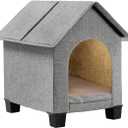 Indoor Dog House, Elevated Foldable Dog Cave Bed with Removable Plush Mat for Small Dogs and Cats Up to 15.7 Inches Long