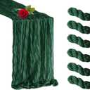 6 Pack Emerald Green Cheesecloth Table Runner 35 x 120 inch Boho Rustic Gauze Table Runner 10 FT Long, Semi Sheer Cheese Cloth Runner for Wedding Party Banquet Baby Shower Birthday Decoration, 6 Pcs - 10Ft