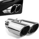 Car Exhaust Tips, Stainless Steel Dual Outlet Straight Style Muffler Exhaust, 2.5" Dual Tail Pipe Muffler Tip, Universal for Most Cars (Silver) (1 PC)