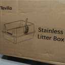 Stainless Steel XL Cat Litter Box for Big Cats, High-Sided Design Prevents Urine Leakage, Non-Stick, Easy to Clean, Odor Control, Includes Scoop, Gray