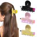 3 Pack Pencil Hair Claw Clips, Funny Teacher Hair Clips Unique Back To School Hair Clips Cute Hair Claw Clip for Women Girls Teachers Students Thin Thick Curly Hair (Black Pink Yellow)