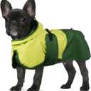 BRKURLEG Dog Raincoat for Small Medium and Large Dogs Waterproof Dog Rain Jacket Adjustable Hooded Dogs Raincoat Pet Rain Coat Poncho with Leash Hole, Reflective Strip, Green, M (M(Back Length14.1"))