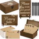 Gilprop 112 Pcs Celebration of Life Memory Cards Set Share a Memory Cards with Box 2 Wood Sign with 4 Hold and 5 Pens, Sympathy Memorial Gifts Funeral Keepsake Decorations (Tree)