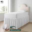 Premium Microfiber College Dorm Room Bed Skirt Twin XL 39" x 80", Extended 36" Drop, Split Corner Dust Ruffle, Wrinkle Resistant Durable Easy Care, White Solid